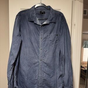 Rock & Republic long sleeve shirt. Blue & gray stripes. Button sleeves.